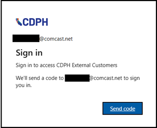 Request to send one time code